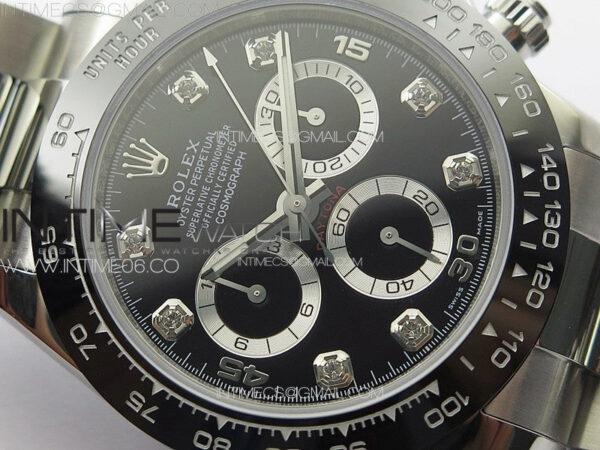 Daytona 116500LN APSF Black Dial Crystals Markers On SS BraceletSlim A7750 – Bild 7