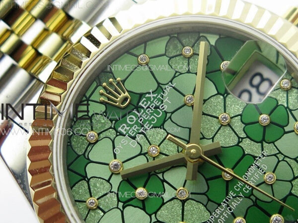 DateJust 31mm 278274 904L SS/YG GMF Best Edition Green Flowers Crystals Dial on 904L SS/YG Jubilee Bracelet A2824 – Bild 7