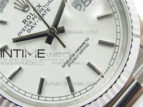 Day-Date 36 128239 SS BP Best Edition White Sticks Markers Dial on SS President Bracelet – Bild 7