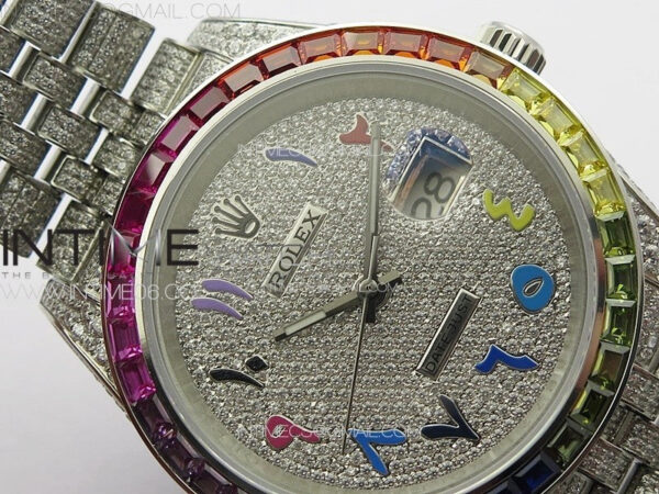 DateJust 41 126300 Full Paved Diamonds Rainbow 904 GSF Best Edition Diamonds Dial Arabic Markers on Jubilee Bracelet VR3235 – Bild 7