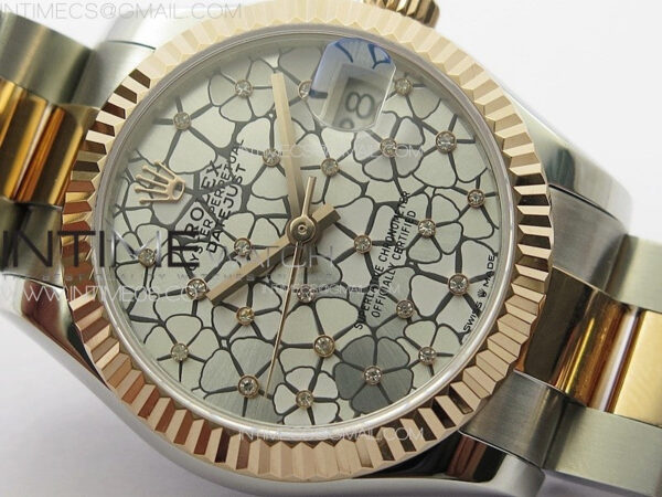 DateJust 31mm 72610 SS/RG APSF Best Edition Blue Flowers Crystals Dial on Oyster Bracelet A2824 – Bild 7