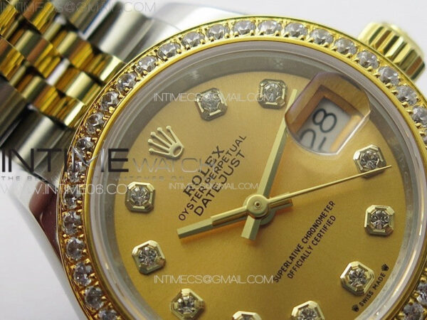 Datejust 28mm 279179 SS/YG APSF Best Edition Gold Dial Crystals Markers on SS/YG Jubilee Bracelet NH05 – Bild 7
