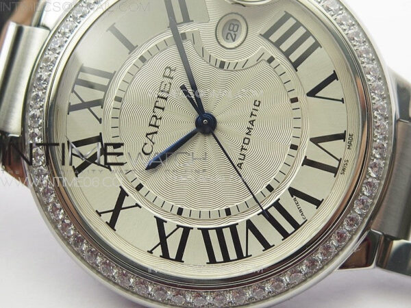 Ballon Bleu 42mm Diamonds Bezel SS K3F 1:1 Best Edition White Texture Dial on SS Bracelet A2824 – Bild 7