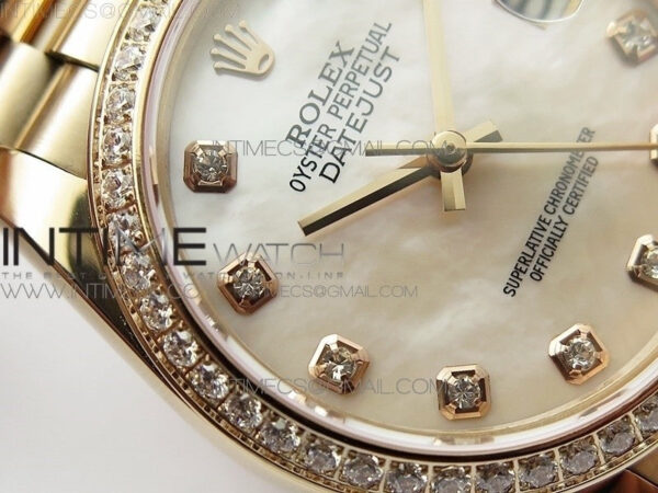 Datejust 31mm 278275 RG Dia Bezel BP Best Edition White MOP Crystal Markers Dial on RG President Bracelet – Bild 7