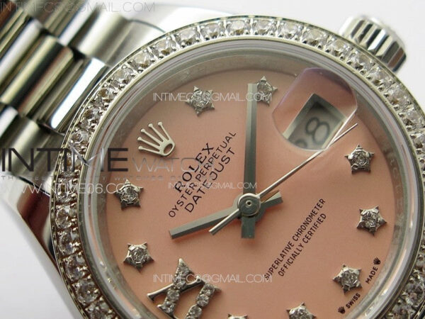 Datejust 28mm 279179 SS/Crystals APSF Best Edition Pink Dial Stars Crystals Markers on SS President Bracelet NH05 – Bild 7