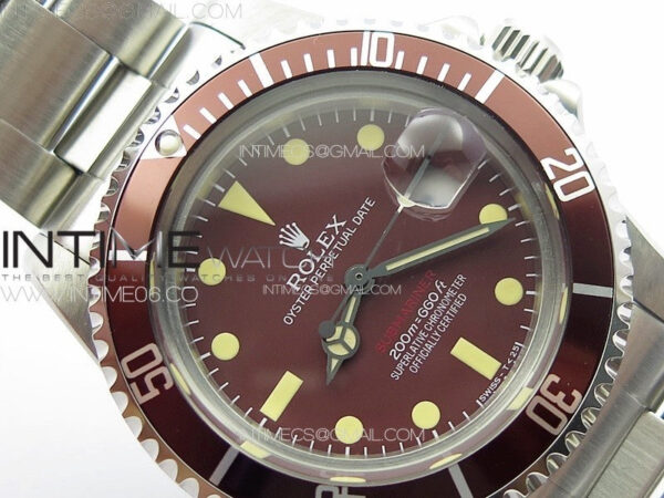 Vintage Submariner 1680 SS JKF Best Edition Tropical Red Dial on SS Bracelet A2836 – Bild 8