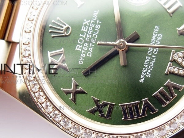 Datejust 31mm 278275 RG Dia Bezel BP Best Edition Green Roman Markers Dial @6 Dia on RG President Bracelet – Bild 7