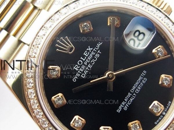 Datejust 31mm 278275 RG Dia Bezel BP Best Edition Black Crystal Markers Dial on RG President Bracelet – Bild 7