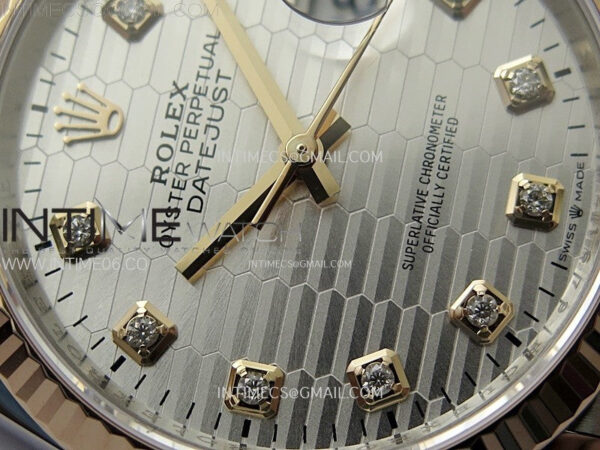 DateJust 36 SS 126231 904L SS/RG VSF 1:1 Best Edition Silver Fluted Dial Diamonds Markers on Jubilee Bracelet VS3235 – Bild 7