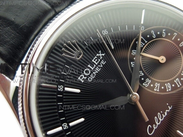 Cellini 50519 Real Date RG BP Best Edition Black Dial Stick Markers on Black Leather Strap SA3165 – Bild 7