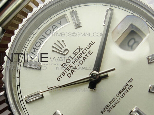 Day-Date 40mm 228239 BP New Dial Version 904 SS Silver T Crystal Markers Dial on SS President Bracelet A2836 – Bild 7