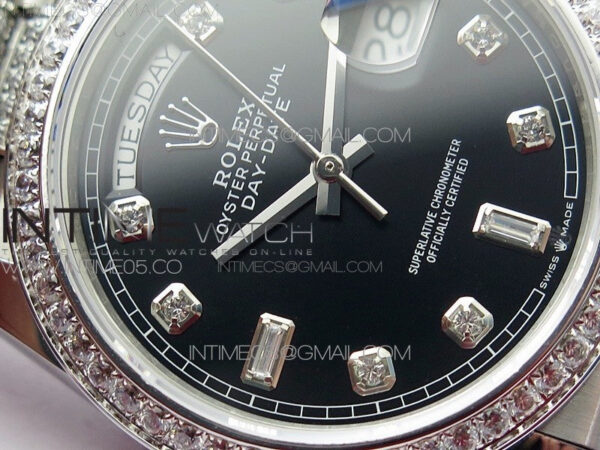 Day-Date 36 128239 SS/Crystal BP Best Edition Black Crystal Markers Dial on SS President Bracelet A2836 – Bild 7