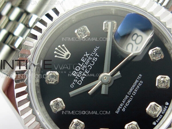 Datejust 28mm 279179 SS APSF Best Edition Black Dial Crystals Markers on SS Jubilee Bracelet NH05 – Bild 8