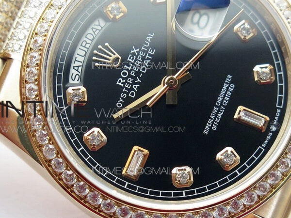 Day-Date 36 128235 RG/Crystal BP Best Edition Black Crystal Marker Dial on RG President Bracelet A2836 – Bild 7