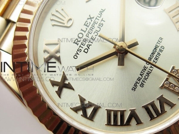 Datejust 31mm 278275 RG BP Best Edition Silver Roman Markers Dial @6 Dia on RG President Bracelet – Bild 7