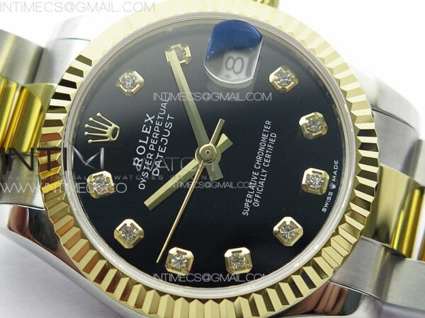 DateJust 31mm 178271 SS/YG APSF Best Edition Black Dial Crystal Markers on Oyster Bracelet A2824 – Bild 7