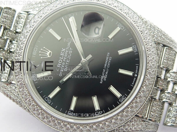 DateJust 41 126334 Full Paved Diamonds BP Best Edition Black Dial Stick Markers on Jubilee Bracelet A2824 – Bild 7