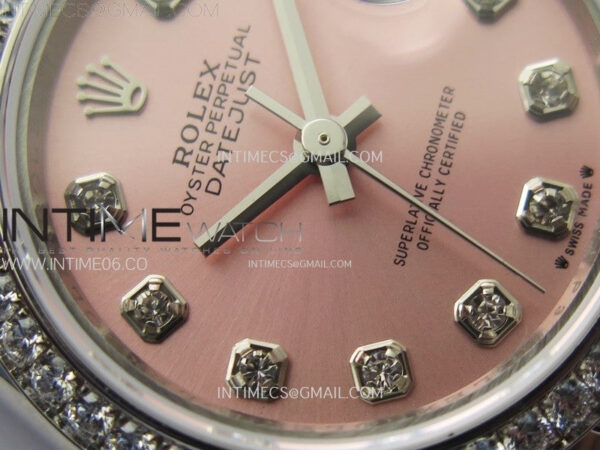 Datejust 28mm 279179 SS/Crystals Bezel APSF Best Edition Pink Dial Crystals Markers on SS Jubilee Bracelet NH05 – Bild 7