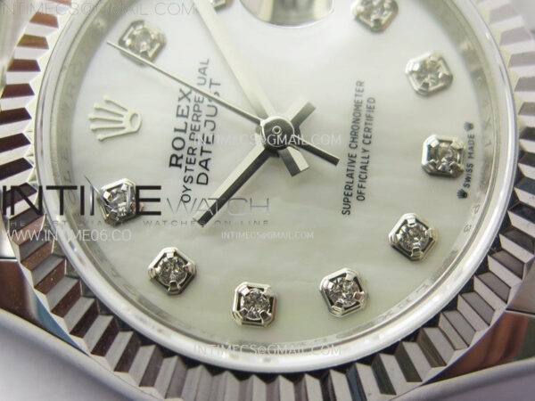 Datejust 28mm 279179 SS APSF Best Edition White MOP Dial Crystals Markers on SS Jubilee Bracelet NH05 – Bild 7