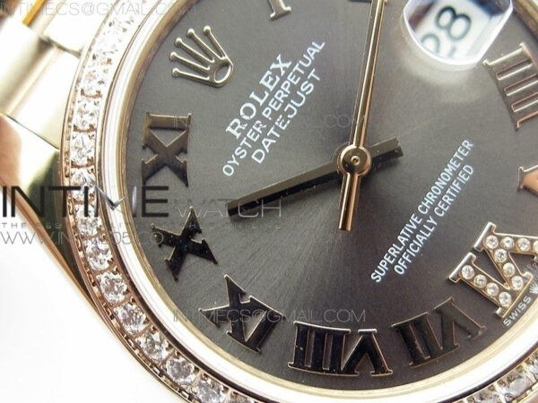 Datejust 31mm 278275 RG Dia Bezel BP Best Edition Gray Roman Markers Dial @6 Dia on RG President Bracelet – Bild 7