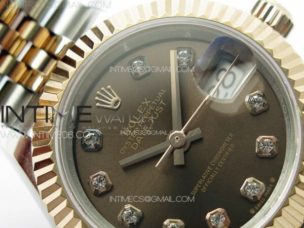 Datejust 28mm 279179 SS/RG APSF Best Edition Brown Dial Crystals Markers on SS/RG Jubilee Bracelet NH05 – Bild 7