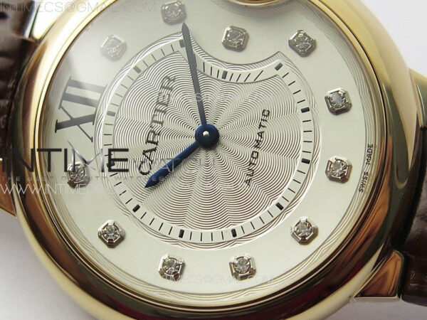 Ballon Bleu 36mm RG K3F 1:1 Best Edition White Textured Dia Markers Dial On Black Leather Strap A076 – Bild 7