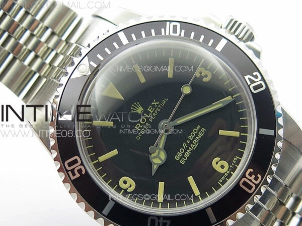 Vintage Submariner 5513 No Date SS B12 Best Edition Black Dial on Jubilee Bracelet A2836 (Style6) – Bild 6