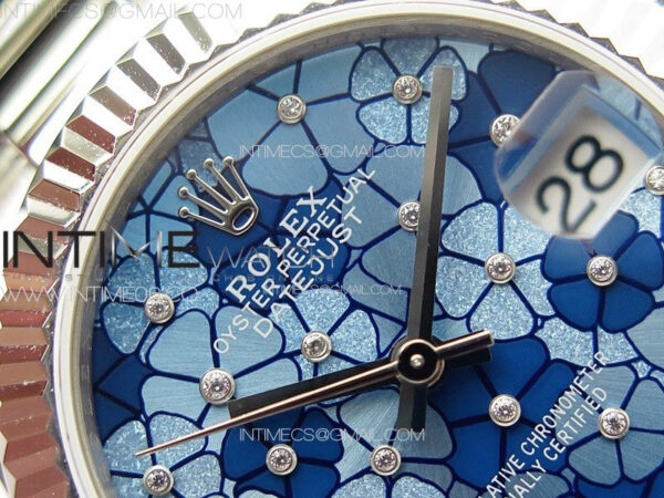 DateJust 31mm 278274 904L SS GMF Best Edition Blue Flowers Crystals Dial on 904L Oyster Bracelet A2824 – Bild 7