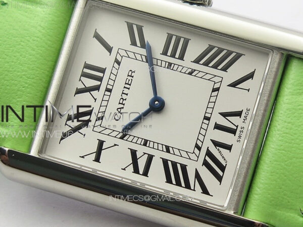 Tank Louis Ladies 25mm SS 8848F 1:1 Best Edition White Dial on Green Leather Strap Ronda Quartz – Bild 7