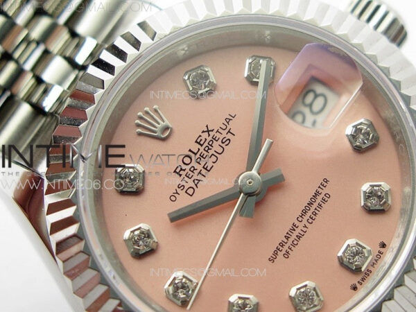 Datejust 28mm 279179 SS APSF Best Edition Pink Dial Crystals Markers on SS Jubilee Bracelet NH05 – Bild 7