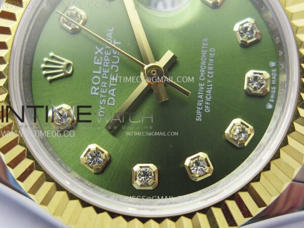Datejust 28mm 279173 SS/YG APSF Best Edition Green Dial Crystals Markers on Jubilee Bracelet NH05 – Bild 9