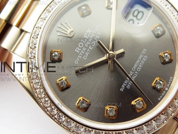 Datejust 31mm 278275 RG Dia Bezel BP Best Edition Gray Crystal Markers Dial on RG President Bracelet – Bild 7