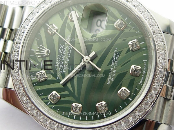 DateJust 36 SS 126233 Diamonds Bezel JDF 1:1 Best Edition New Green Dial on Jubilee SS Bracelet – Bild 7