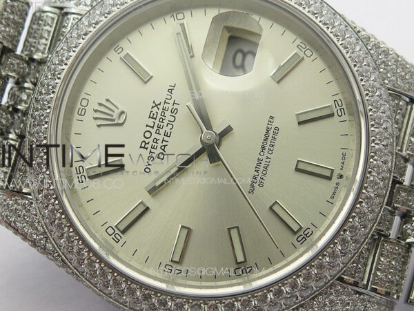 DateJust 41 126334 Full Paved Diamonds BP Best Edition Silevr Dial Sticks Markers on Jubilee Bracelet A2824 – Bild 8