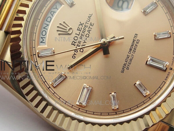 Day-Date 40mm 228239 BP New Dial Version 904 RG T Crystal Markers RG Dial on RG President Bracelet A2836 – Bild 7