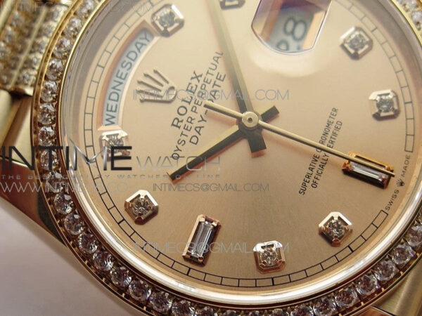 Day-Date 36 128235 RG/Crystal BP Best Edition RG Crystal Marker Dial on RG President Bracelet A2836 – Bild 7