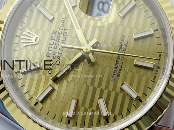 DateJust 36 SS 126233 904L SS/YG VSF 1:1 Best Edition Gold Fluted Dial Sticks Markers on Jubilee Bracelet VS3235 – Bild 7