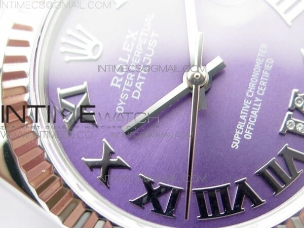 Datejust 31mm 278275 SS BP Best Edition Purple Roman Markers Dial(@6 Crystal Makrer) on SS President Bracelet – Bild 7