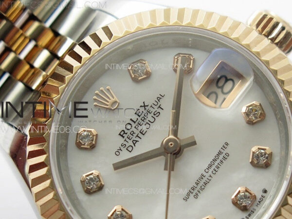 Datejust 28mm 279179 SS/RG APSF Best Edition White MOP Dial Crystals Markers on SS/RG Jubilee Bracelet NH05 – Bild 7