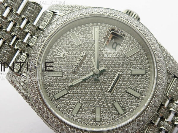 DateJust 41 126334 Full Paved Diamonds BP Best Edition Diamonds Dial Stick Markers on Jubilee Bracelet A2824 – Bild 7