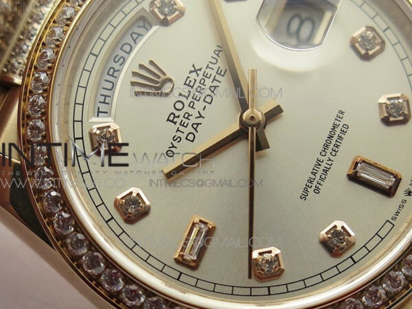 Day-Date 36 128235 RG/Crystal BP Best Edition Silver Crystal Marker Dial on RG President Bracelet A2836 – Bild 7