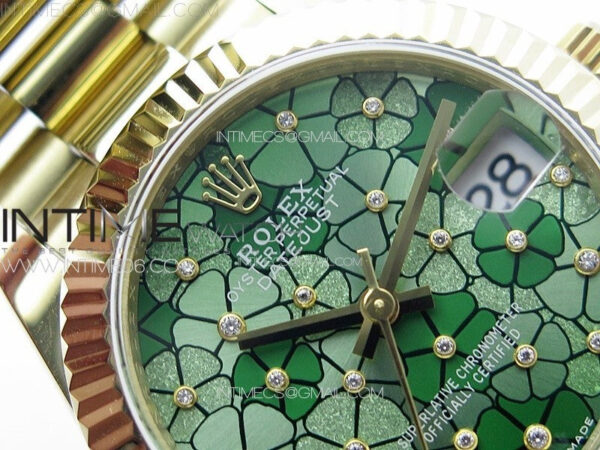 DateJust 31mm 278274 YG GMF Best Edition Green Flowers Crystals Dial on YG President Bracelet A2824 – Bild 7