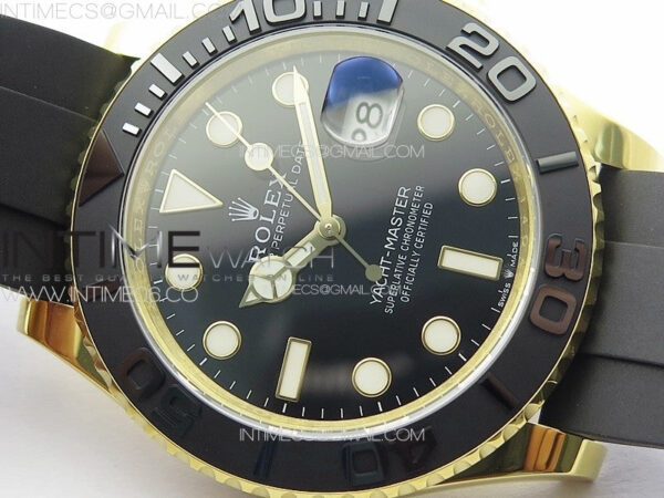 Yacht-Master 126655 YG 3EF 1:1 Best Edition 3D Black Ceramic Bezel on Black Rubber Strap VR3235 – Bild 7