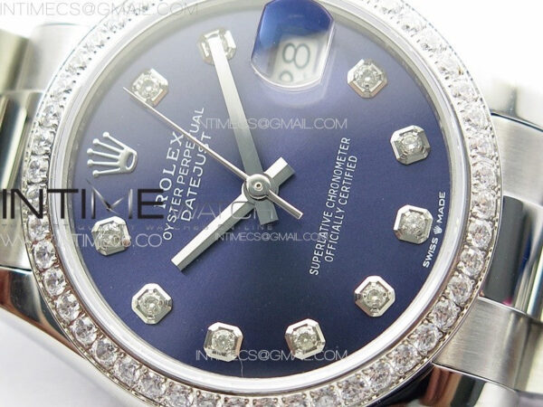 DateJust 31mm 178271 SS Crystal Bezel APSF Best Edition Blue Dial Crystal Markers on Oyster Bracelet A2824 – Bild 7
