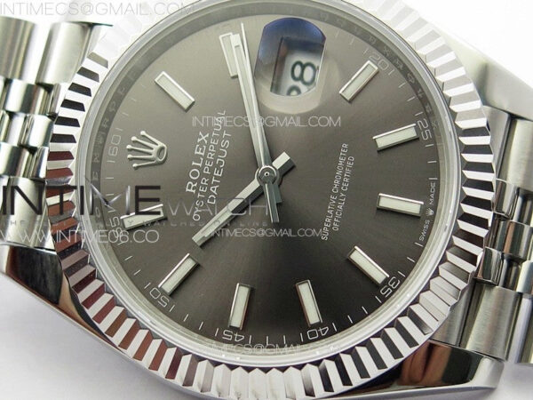DateJust 41 126334 ZF 1:1 Best Edition 904L Steel Gray Dial Stick Marker on Jubilee Bracelet A2824 (Free Key Ring) – Bild 7