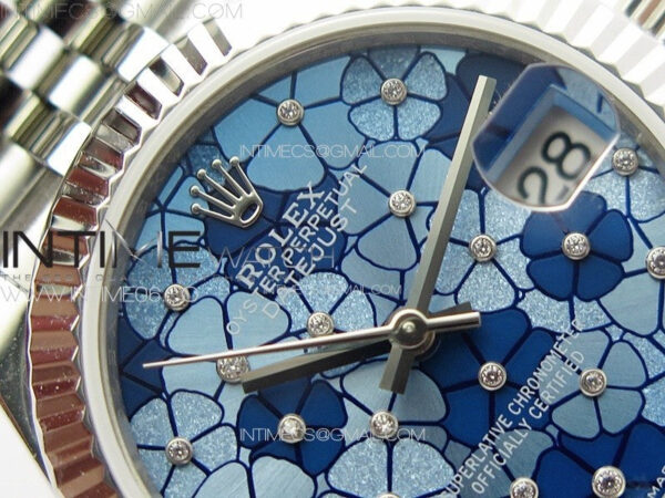 DateJust 31mm 278274 904L SS GMF Best Edition Blue Flowers Crystals Dial on 904L Jubilee Bracelet A2824 – Bild 6