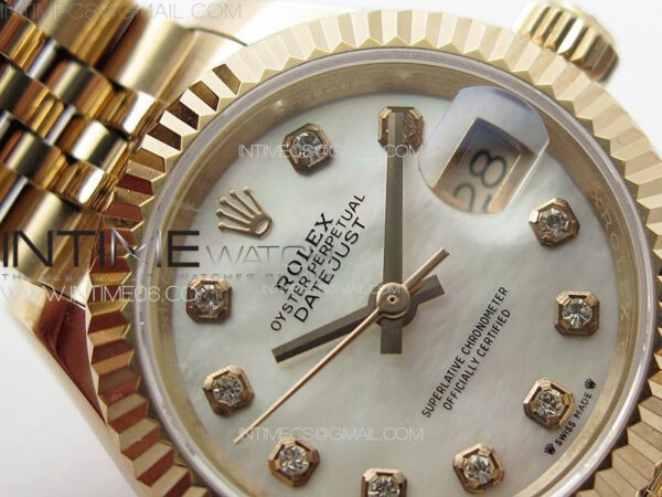 Datejust 28mm 279179 RG APSF Best Edition White MOP Dial Crystals Markers on SS Jubilee Bracelet NH05 – Bild 7
