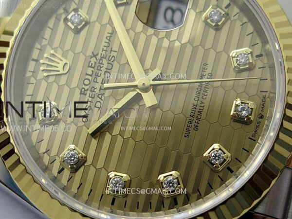 DateJust 36 SS 126233 904L SS/YG VSF 1:1 Best Edition Gold Fluted Dial Diamonds Markers on Jubilee Bracelet VS3235 – Bild 7