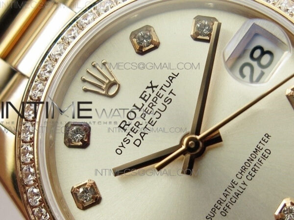 Datejust 31mm 278275 RG Dia Bezel BP Best Edition Silver Crystal Markers Dial on RG President Bracelet – Bild 8