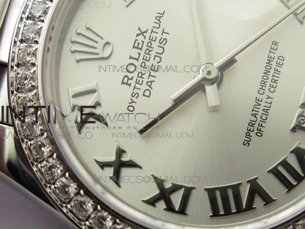 Datejust 31mm 278275 SS Crystals bezel BP Best Edition Silver Roman Markers Dial(@6 Crystal Marker) on SS President Bracelet – Bild 7